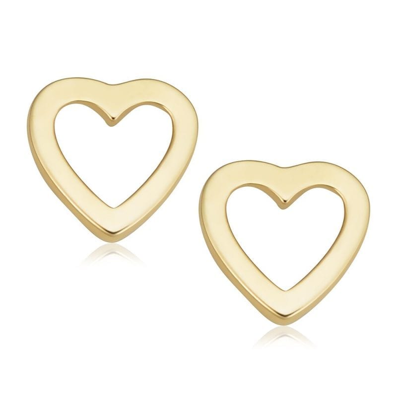 MB Essentials Open Heart Stud Earrings in 14k Yellow Gold