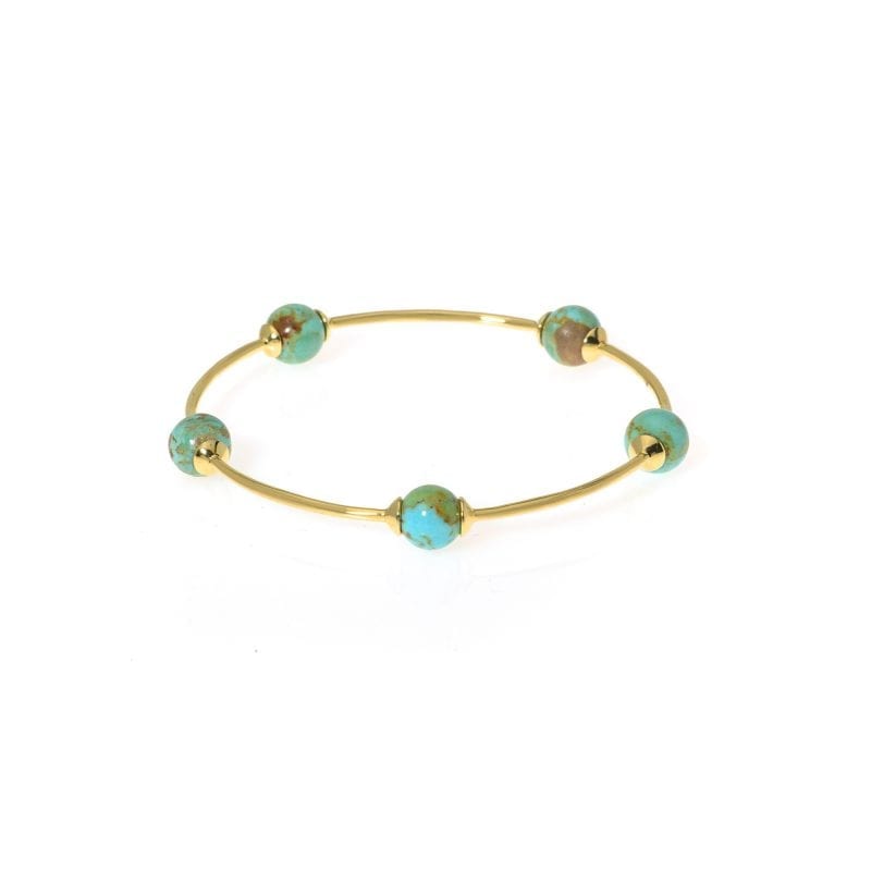 Ippolita 18K Yellow Gold Nova 5-Station Bangle in Gold Matrix Turquoise.