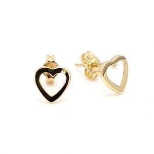 MB Essentials Open Heart Stud Earrings in 14k Yellow Gold