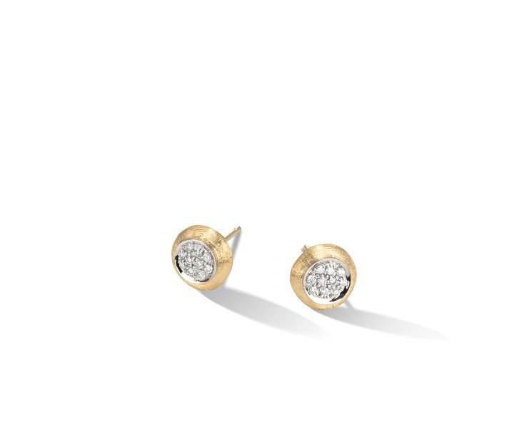 Marco Bicego Delicati Pave Small Stud Earrings in 18kt Yellow Gold