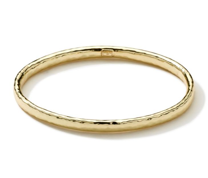 Ippolita Classico Flat Hammered Bangle in 18k Yellow Gold