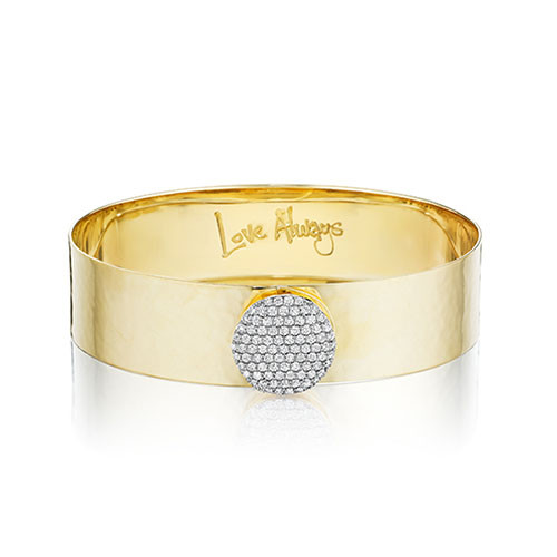 Phillips House Affair Hammered 14kt Yellow Gold Large Infinity Love Always Bracelet with Pave Diamond Disc
