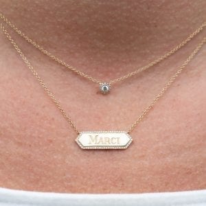 MB Essentials Diamond ID Bar Pendant Necklace
