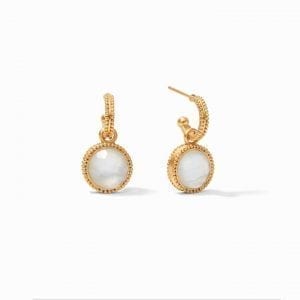 Julie Vos Fleur-de-Lis Hoop & Charm Earrings in Iridescent Clear Crystal