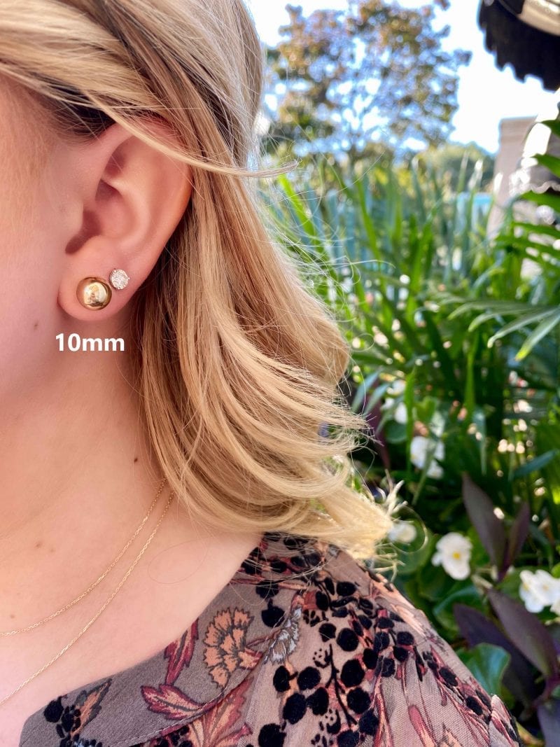 Gold ball top stud earrings 10mm