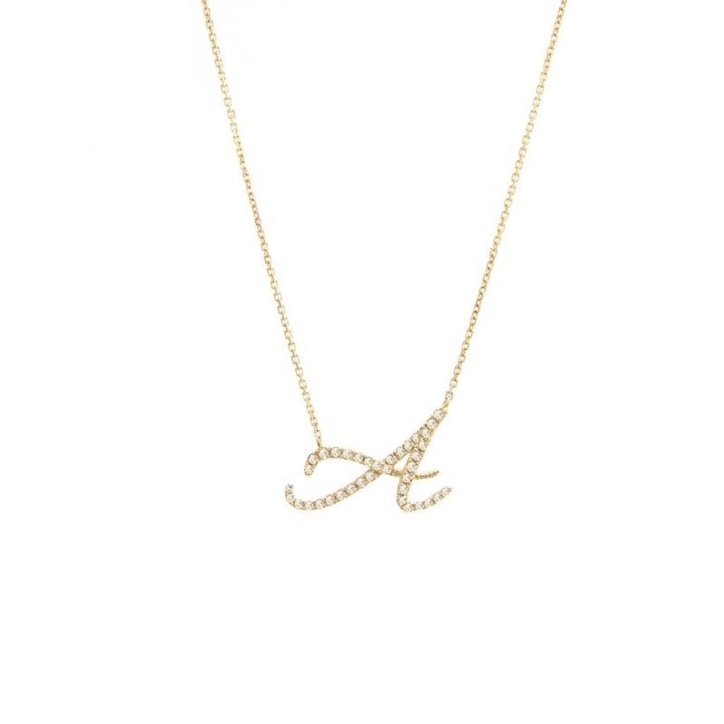 Script Diamond Initial Necklace
