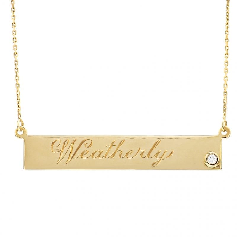 MB Essentials Bar Plate Necklace in 14kt Yellow Gold