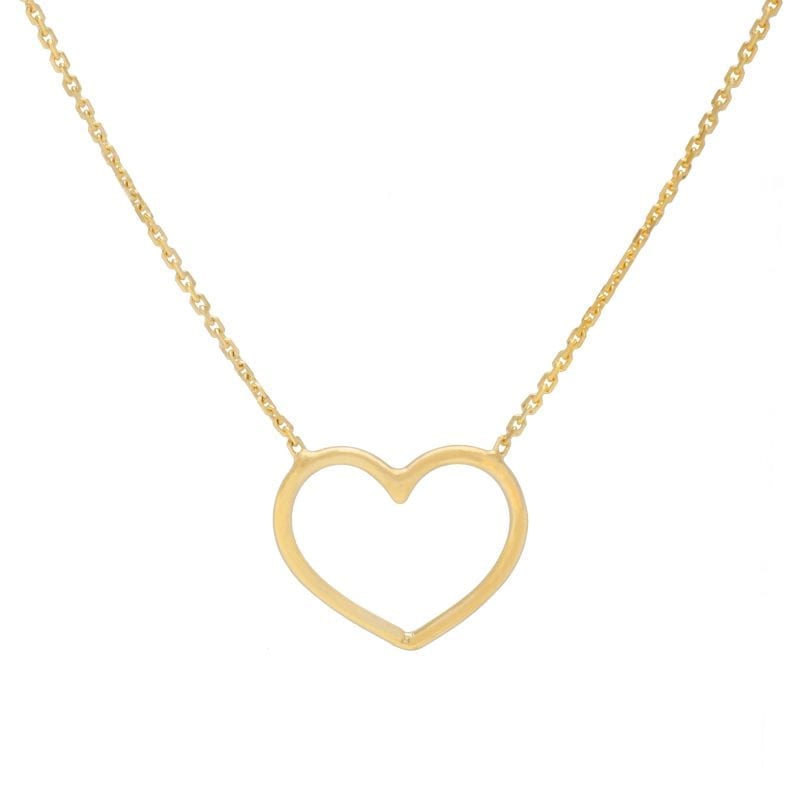 MB Essentials Open Heart Necklace in 14k Yellow Gold