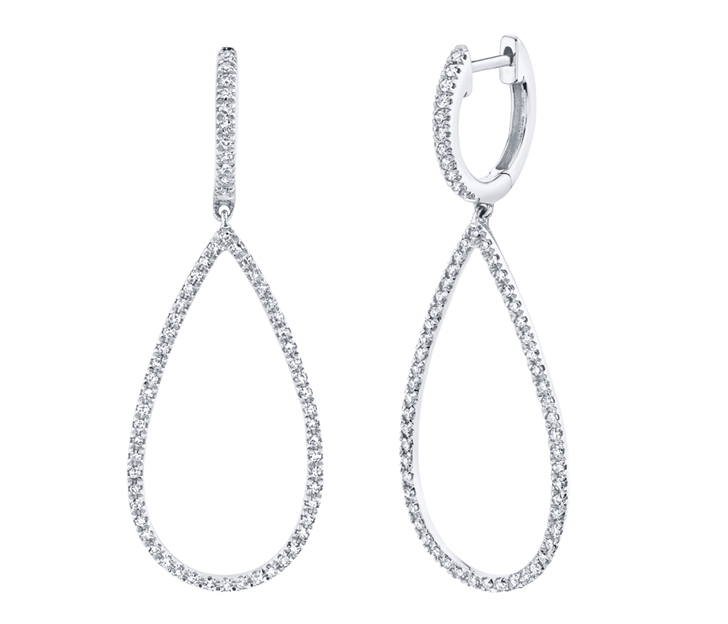 Diamond Teardrop Earrings in 14kt White Gold