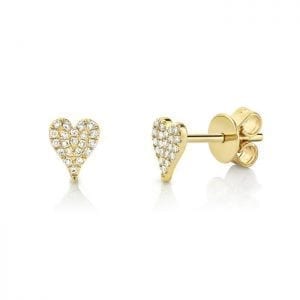 MB Essentials Pave Diamond Heart Stud Earrings