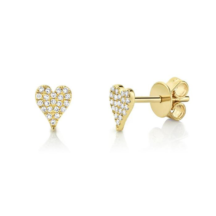 MB Essentials Pave Diamond Heart Stud Earrings