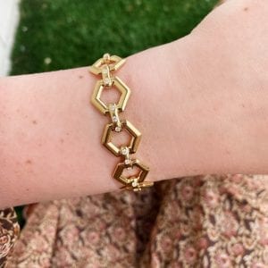 Temple St. Clair 18k Yellow Gold Beehive Diamond Link Bracelet