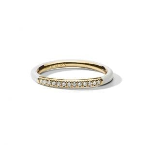 Ippolita White Ceramic Ring in 18k Gold with Diamonds - Marcilla Bailey