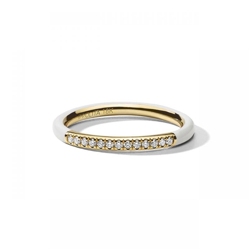 Ippolita White Ceramic Ring in 18k Gold with Diamonds