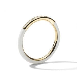 Ippolita White Ceramic Ring in 18k Gold with Diamonds