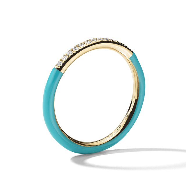 Ippolita Turquoise Ceramic Ring in 18k Gold with Diamonds