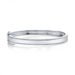 baileys club collection bracelet with pave diamond edges in 14kt white gold