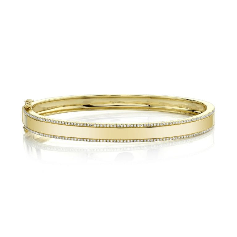 baileys club collection bracelet with pave diamond edges in 14kt yellow gold