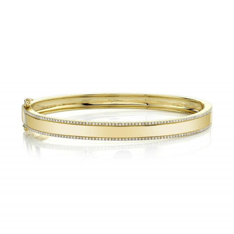 baileys club collection bracelet with pave diamond edges in 14kt yellow gold