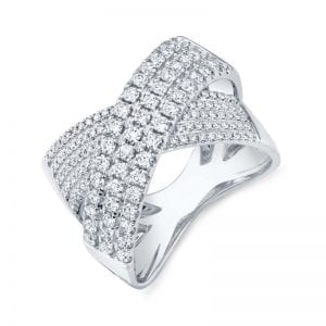 baileys collection diamond crossover bridge ring in 14kt white gold