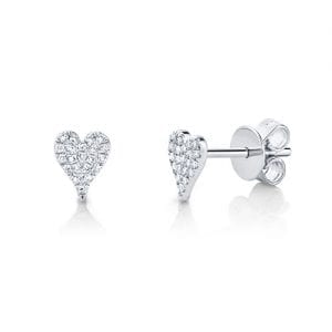 MB Essentials Pave Diamond Heart Stud Earrings