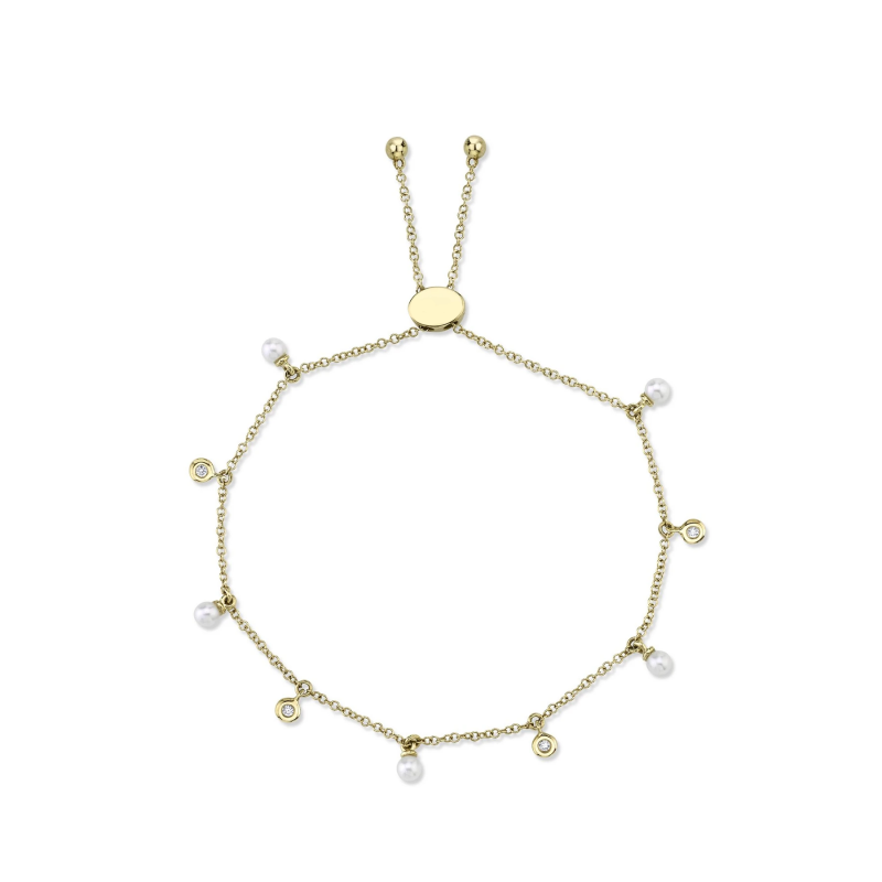 Diamond & Cultured Pearl Bolo Bracelet