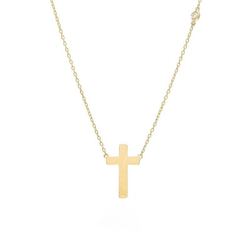 Cross Necklace with Diamond in 14kt Yellow Gold