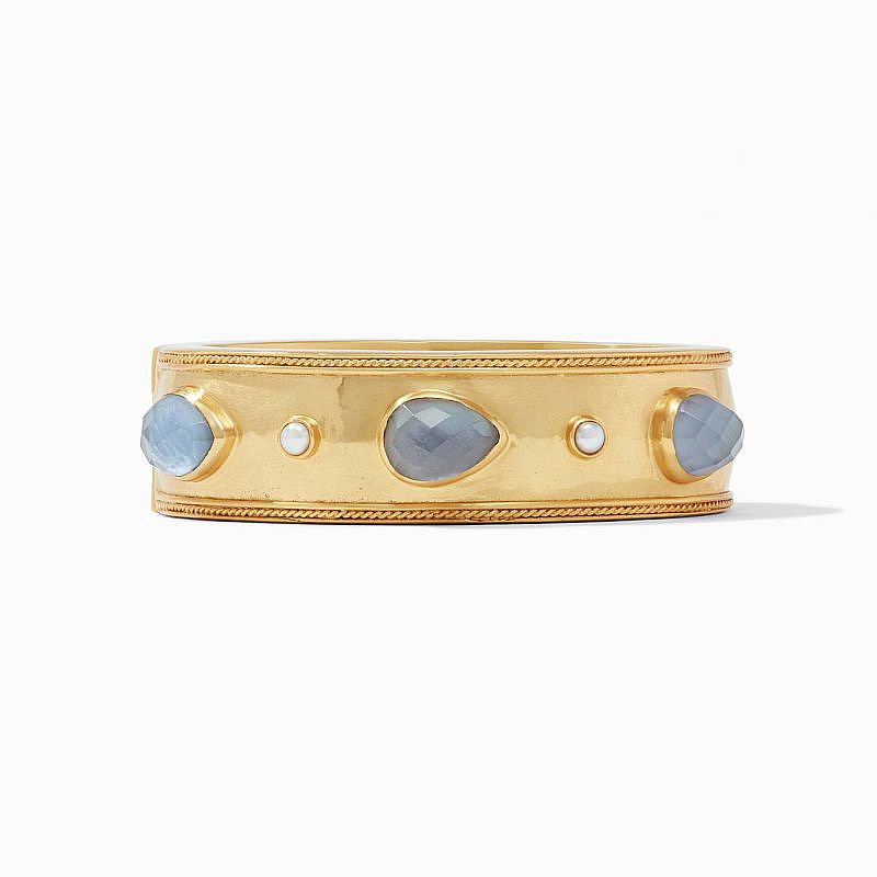 Julie Vos Cases Statement Hinge Bangle Bracelet in Iridescent Slate Blue