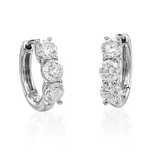 MB Essentials Three Diamond Huggie Hoop Earrings