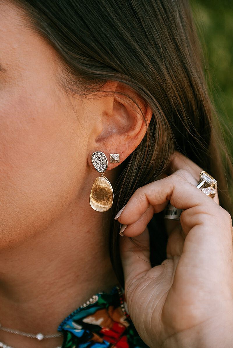 Buy Arch Multi Pierced Diamond Stud Earrings Online | CaratLane