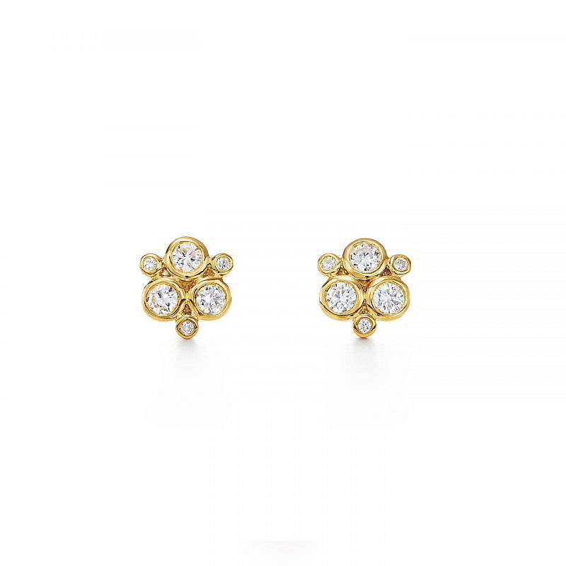 18K Classic Trio Diamond Earrings on white background