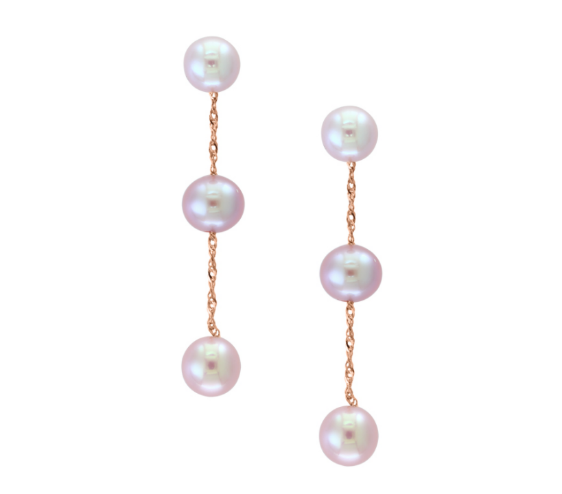 14K ROSE GOLD NATURAL PINK FRESH WATER PEARL EARRING