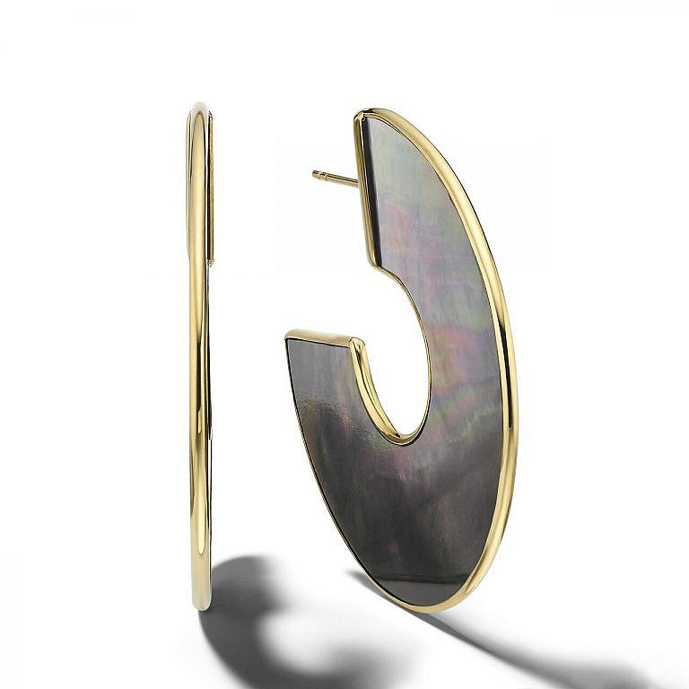 ippolita black shell hoop earring on white background