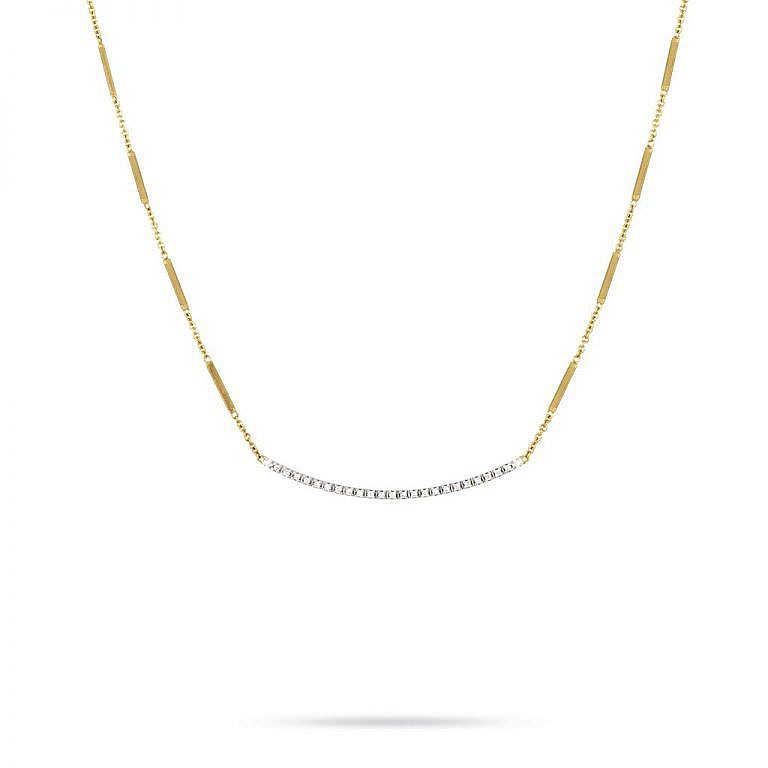 Marco Bicego Goa Collection 18K Yellow Gold Pave Diamond Bar Necklace In Yellow Gold