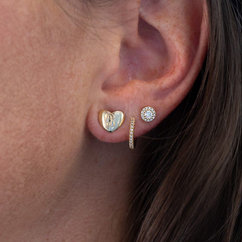 Heritage_earrings (1) heart stud earrings on model