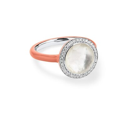 Ippolita Lollipop Coral Carnevale Ring in Sterling Silver with Diamonds