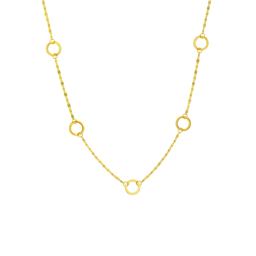 open circle station necklace in yellow gold