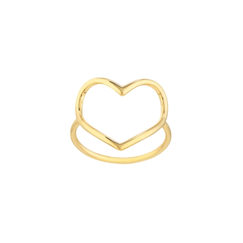 gold open heart ring on white background