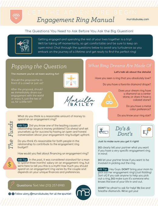 Picture of Marcilla Bailey engagement ring buying guide worksheet.
