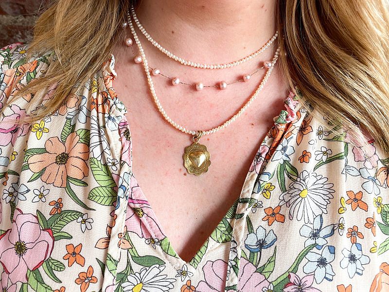 PJPEN08164_SSFNK25460 Rose Gold Pink Freshwater Pearl Necklace