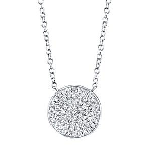 white gold circle pave pendant