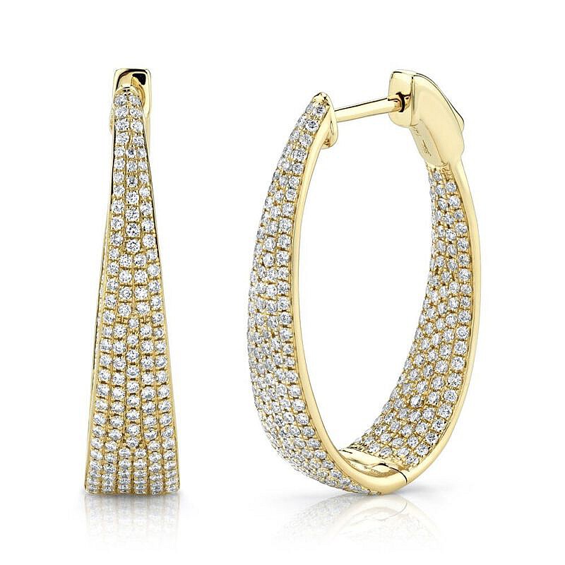 MB Essential Oval Inside Outside Diamond Hoops