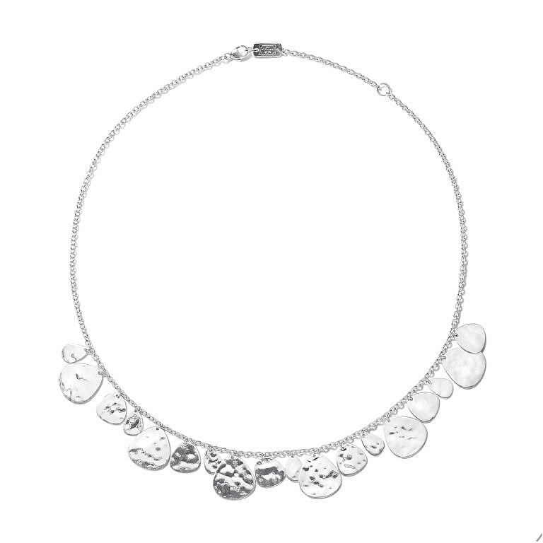 Crinkle Hammered Short Nomad Necklace in Sterling Silver