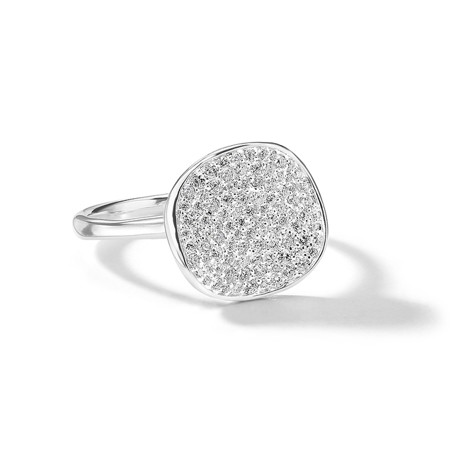 Small Flower Ring in Sterling Silver with Diamonds