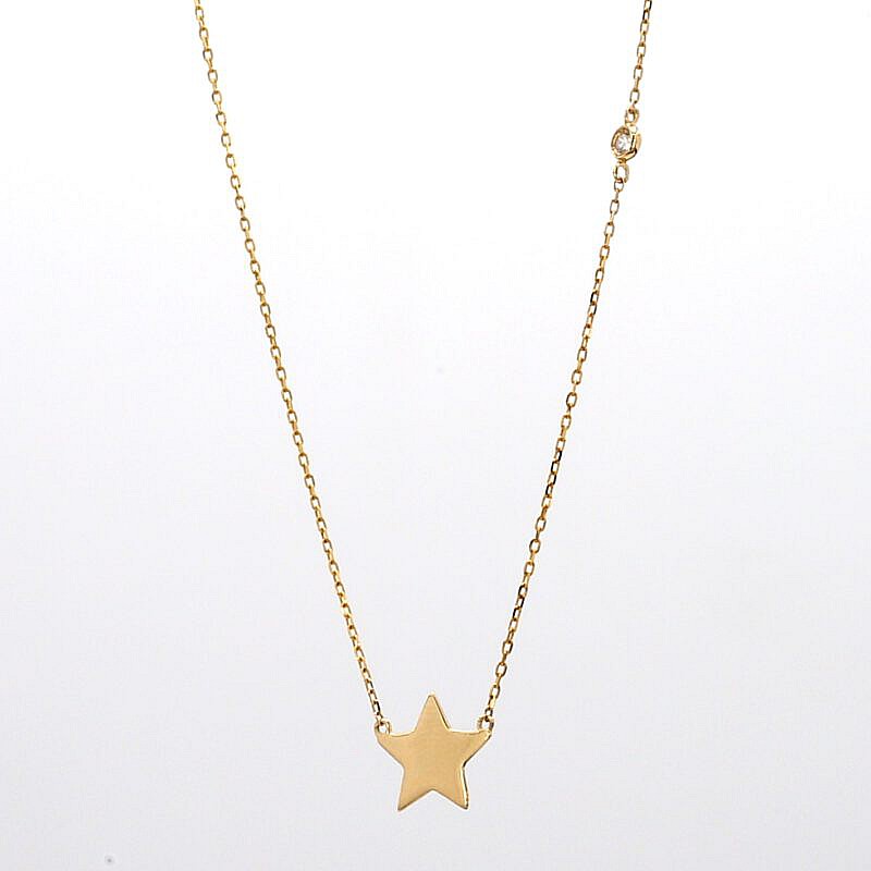 Yellow Gold Star Necklace
