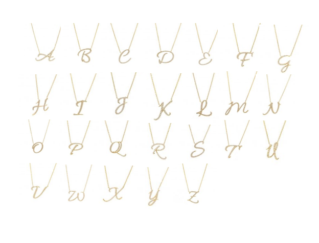 Script Diamond Initial Necklace 