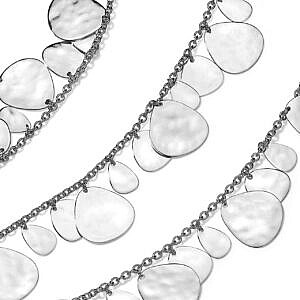 Crinkle Hammered Long Nomad Necklace in Sterling Silver