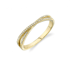 belle diamond crossover ring in 14k yellow gold