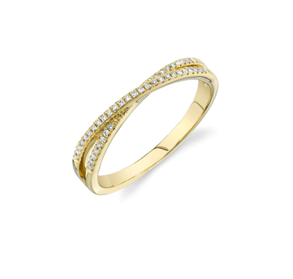 belle diamond crossover ring in 14k yellow gold