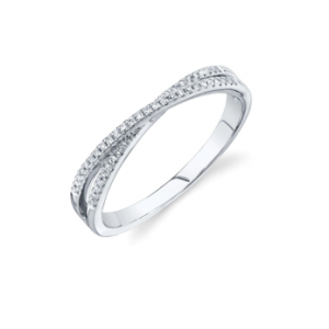 belle diamond crossover ring in 14k white gold
